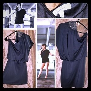 One sleeve black dress
